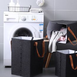 Detachable Felt Laundry Basket Bag With Handle Storage Bucket For Dirty Clothes Toy Basket Laundry Hamper Home Organiser Folding 210316