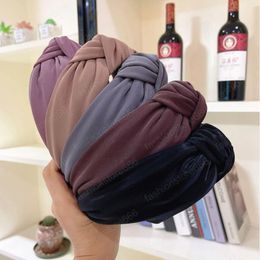 Fashion Women Wide-brimmed Headband Wide Side Solid Colour Hairband For Adult Simple Knot Headwear Hair Accessories