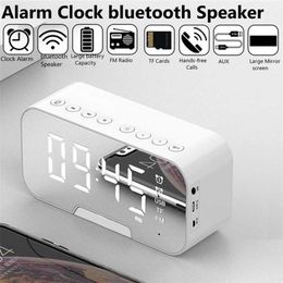 Mirror Alarm Clock Multifunction Wireless 5.0 Bluetooth-compatible Music LED Digital Alarm Date Display Desktop Battery Clock 211111