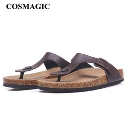 COSMAGIC New Beach Cork Flip Flops Slippers Casual Summer Women Mixed Color Print Unisex Slip on Slides Shoe Y200423