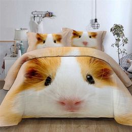 3D Bedding Set Single Double Ferret Hamster Pet Animal Duvet Cover Twin Queen King Size Bedclothes For Children Kid Boy Girl 210615