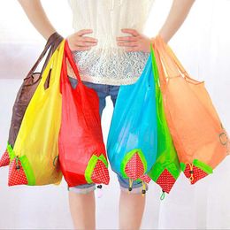 100pcs Reusable Durable Eco Cute Strawberry Storage Bag Handbag Hand Foldable Shopping Bags Tote Shoulder Purse