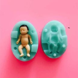 VERY TINY 3D Baby Silicone Mould Cake Decoration Mould Sleeping Baby Mould Moulds F1873 Fondant Silicon Rubber PRZY Eco-friendly 210225