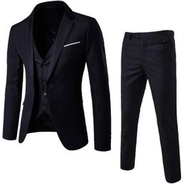 Business Blazer Vest Pants Suit Sets Men Autumn Fashion Solid Slim Wedding Set Vintage Classic Blazers Male 3 Pieces
