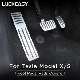 LUCKEASY car accessories interior modification for X model S stainless steel PVC foot pedal pads covers 3PCS