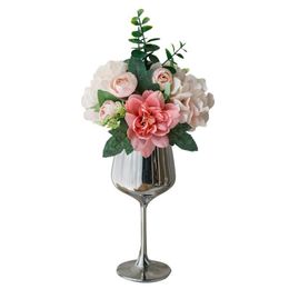 Decorative Flowers & Wreaths Artificial With Glass Vase Wedding Office Home Decor Silk Flower High Quality Table Accessories Living Room Dec