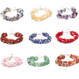 Irregular Natural Crystal Stone Double Layer Beaded Charm Bracelet Handmade Energy Jewellery For Men Women Party Club Decor