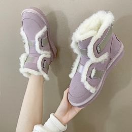 Boots 2022 Winter Warm Snow Woman Platform Non Slip Flats Walking Dress Fur Shoes Mujer Short Plush Casual Botas