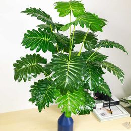 75cm 24 Heads Large Artificial Tree Tropcial Monstera Plants Branch Plastic Palm Leaves Fake Turtle Foliage for Home Room Decor 210624