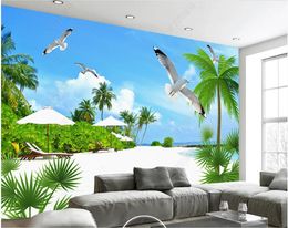 Custom wallpaper for walls 3d photo wallpapers murals Modern Beautiful Seaside beach tree living room sofa TV background wall