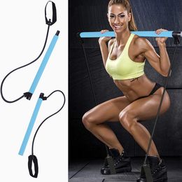 Home Gym Band Multifunctional Pilates Bar Stick with Resistance Band Fitness Equipment Workout Exercise Body Arm Training C0224