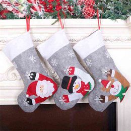 Led Luminous New Year Christmas Stocking Sack Xmas Gift Candy Bag Noel Decor Santa Snowman Sock Tree Hanging Deco