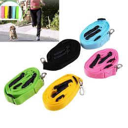 2021 Top quality New Buddy System Hands Free Nylon Pet Dog Leash Lead Running Jogging Hiking Training Walk for Dogs 7 Colors