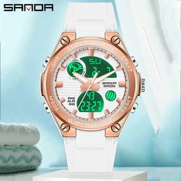 SANDA Fashion Sports Electronic Ladies Watch Leisure Sports Chronograph Luminous Watch Date Alarm Clock Lady Clock Montre femme G1022