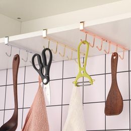 Kitchen Storage & Organization Hanger 6 Hooks Metal Under Shelf Mug Cup Cupboard Organiser Hanging Rack Holder Bathroom