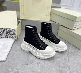 2021 designer luxury Ladies canvas boots Classic women platform Shoes autumn winter High Woman sneakers Trainers shoe black white flat boot