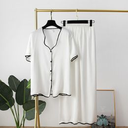 Women Short Sleeve Nightwear Satin Sleep Set Summer New 2PCS Pyjamas Suit Intimate Lingerie Sleepwear Casual Loungerwear X0526