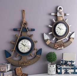 anchor decorations Canada - Wall Clocks Mediterranean Home Decoration Style Clock Accessories Watch Anchor Helmsman