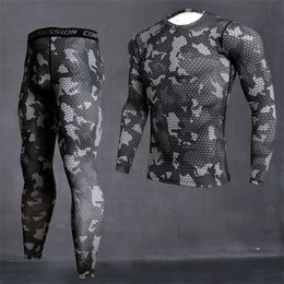 Men's Camouflage Thermal underwear set Long johns winter Thermal underwear Base layer Men Sports Compression Long sleeve shirts 211105