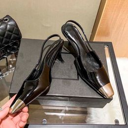 Fashion designer di lusso tacchi alti scarpe eleganti sandali dal design quadrato pelle da donna primavera e autunno confortevole di alta qualità