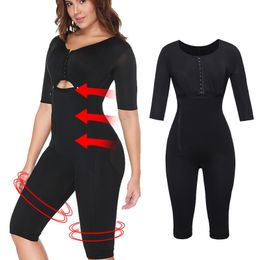 Waist Trainer Corsets Slimming Shapewear Colombianas Post-Surgery Full Body Arm Shaper Body Suit Powernet Girdle Black269T