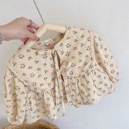 Autumn Baby Girls Floral Printed Coats Korean Style Toddlers Kids Cardigan Outerwear Shawl Tops 211204
