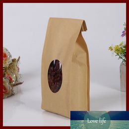 10*24+6 50pcs brown self Opening kraft paper bags with window for gifts sweets and candy food tea Jewellery retail package paper