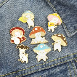 Mushroom Enamel Badges Brooch Women's Anime Pins Cute Decorative On Backpack Cat Concert Lapel Pins Brooches