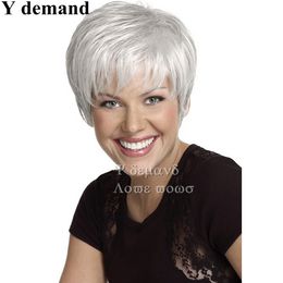 Sexy Pixie Cut Hair Short Fashion Straight White Wig Synthetic Full Afro Wigs For Black Women In Stockfactory direct