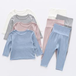 Yenidoğan Bebek Giyim Seti Yumuşak Modal Uzun Kollu Tops ve Highwaist Pantolon Toddler Bebek 3 ila 24 M Kıyafet için