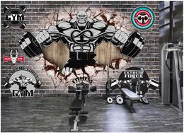 Custom murals wallpapers 3d Gym mural wallpaper Modern Retro wall brick muscle sports fitness club image walls background wall papers painting decoration