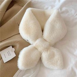 Stock high quality women faux fur scarv mixed colors plush scarf pure color winter scarf with low MOQ