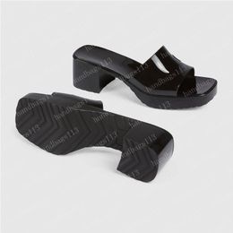 2021 sandalo scorrevole in gomma sandali con tacco alto pantofola con plateau lungomare doppie lettere scarpe da donna 36-41 con scatola bianca e sacchetto per la polvere #GRS-01