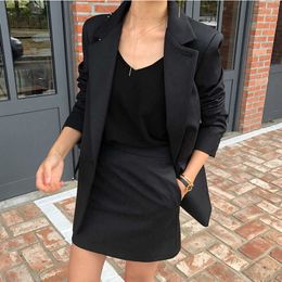 autumn high-quality professional women's suit skirt two-piece Fall solid Colour ladies jacket Slim high waist 210527