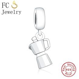 FC Jewellery Fit Original Brand Charm Bracelet 925 Sterling Silver Travel Coffee Machine Maker Bead Pendant For Kid Berloque Q0531