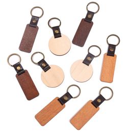 Personalised Leather Keychain Wood Carving Keychains Luggage Decoration Key Ring DIY Thanksgiving Father's Day Gift