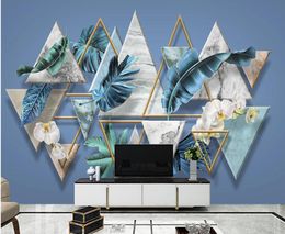 Modern plant leaf flower 3D solid geometric wallpapers background wall 3d stereoscopic wallpaper