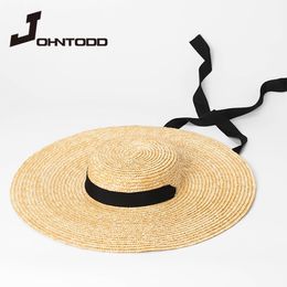 summer sunscreen beach hat elegant and natural 15cm big straw hat wide brim Kentucky Derby ladies hat ribbon girl cap Bow