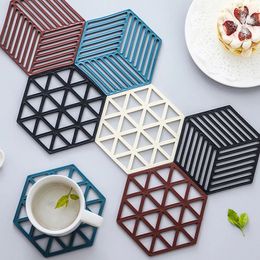 Sublimation Silicone Tableware Insulation Mat Coaster Hexagon Silicone Mats Pad Heat-insulated Bowl Placemat Home Table Decor Kitchen Tools