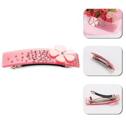 acrylic flower hair clip UK - Hair Clips & Barrettes Decorated Petals Rhinestone Accessories Flower Hairpins For Women Acrylic Jewelry Headband