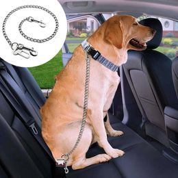 Metal Dog Cat Car Seat Belt Leash Pet Seat Belt Chain Safety Puppy Vehicle SeatBelt Lead Adjustable For Dogs Cats Pet Products 211006