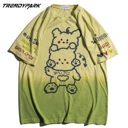 Hip Hop Men Tshirt Streetwear Cute Bears Print Thailand Language T Shirt Harajuku Cotton Casual Short Sleeve T-Shirt Top 210601