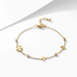 new fashion stainless steel flower gold chain bracelet for woman luxury exquisite cuff bracelet female jewelry accessoriesgfshcategorygfshcategory