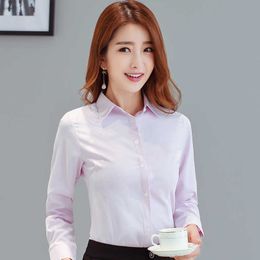 Korean Women Shirts White for Long Sleeve Blouse Office Lady Solid Blouses Tops Plus Size Woman Cotton 210604