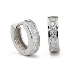 2021 Fashion Simple Man Silver/Gold Small Round Square Crystal Hoop Huggie Earrings Newest