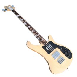 Factory Outlet-4 Strings Natural Wood Colour Electric Bass Guitar with Black Pickguard,Rosewood Fingerboard