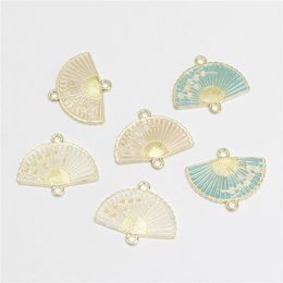 20pcs/lot Enamel Fan Flower Alloy Drop Oil Charm Pendant Bracelet Charms DIY Crafting Jewellery Handicraft Accessories