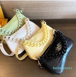 HBP genuine baguette underarm bag summer minimalist style crocodile pattern chain one-shoulder handbag