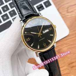 Business Men Automatic Mechanical watches Waterproof Stainless Steel Roman Number Wristwatch Male Geometric Clock 40mm