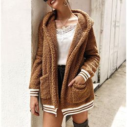 Women's Fur & Faux 2021 Autumn Winter Teddy Coat Women Casual Long Sleeve Jacket Pocket Outerwear Overcoat Fleece Plus Size